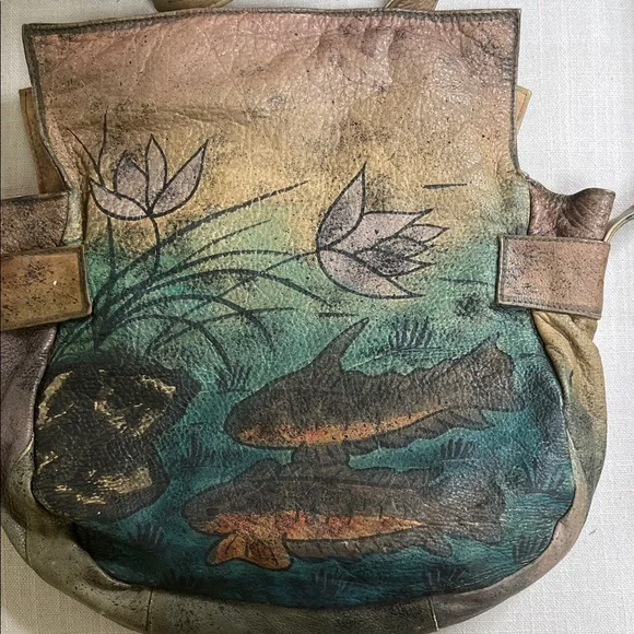 Vintage 1970’s Painted Leather Handbag - Picture 3 of 6